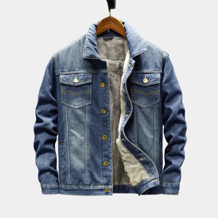 Giacca Denim con Interno in Pile Termico