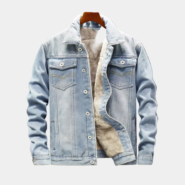 Giacca Denim con Interno in Pile Termico