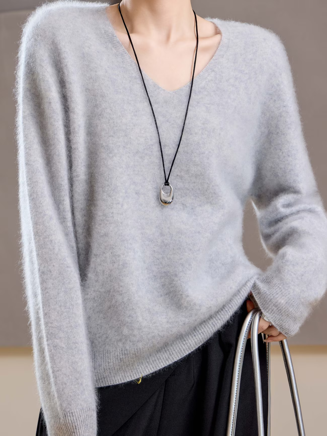 Élise | Pull cachemire brossé col V