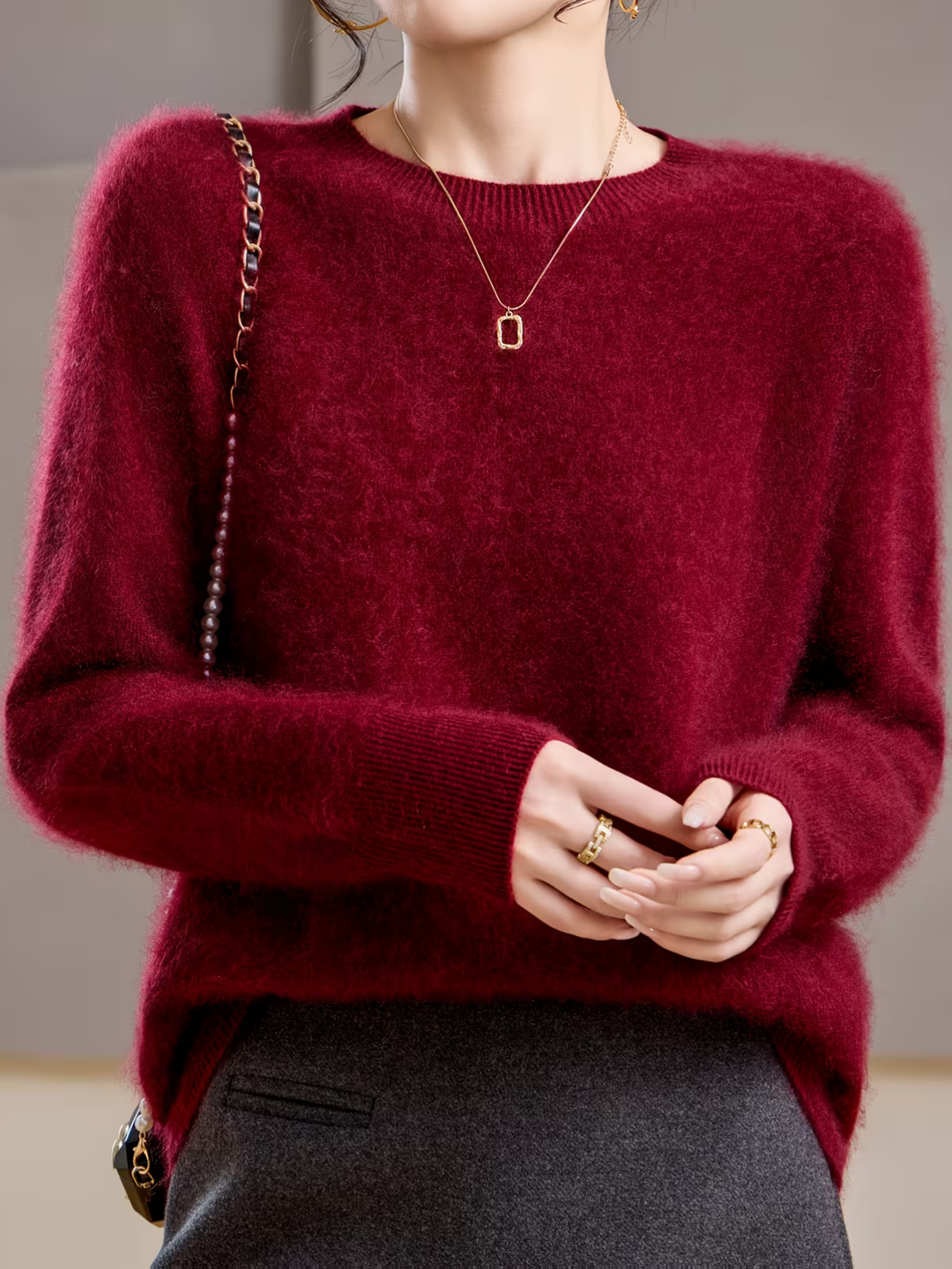 Hélène | Pull cachemire brossé col rond