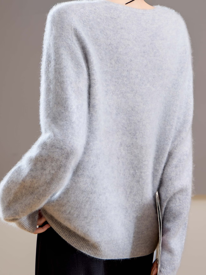 Élise | Pull cachemire brossé col V