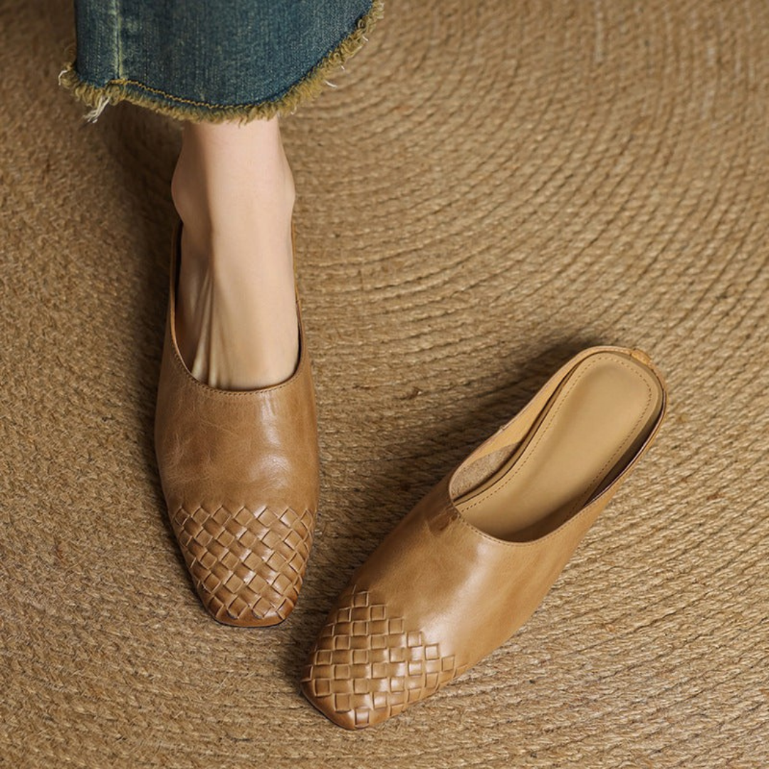 Camille | Mules en cuir tressé confort