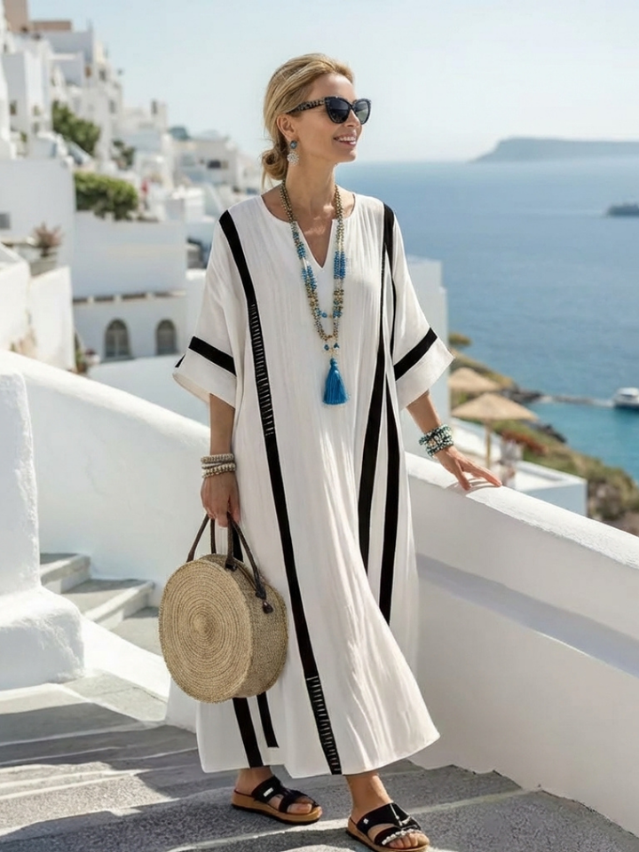 Elvienne | Robe maxi fluide à rayures colorées