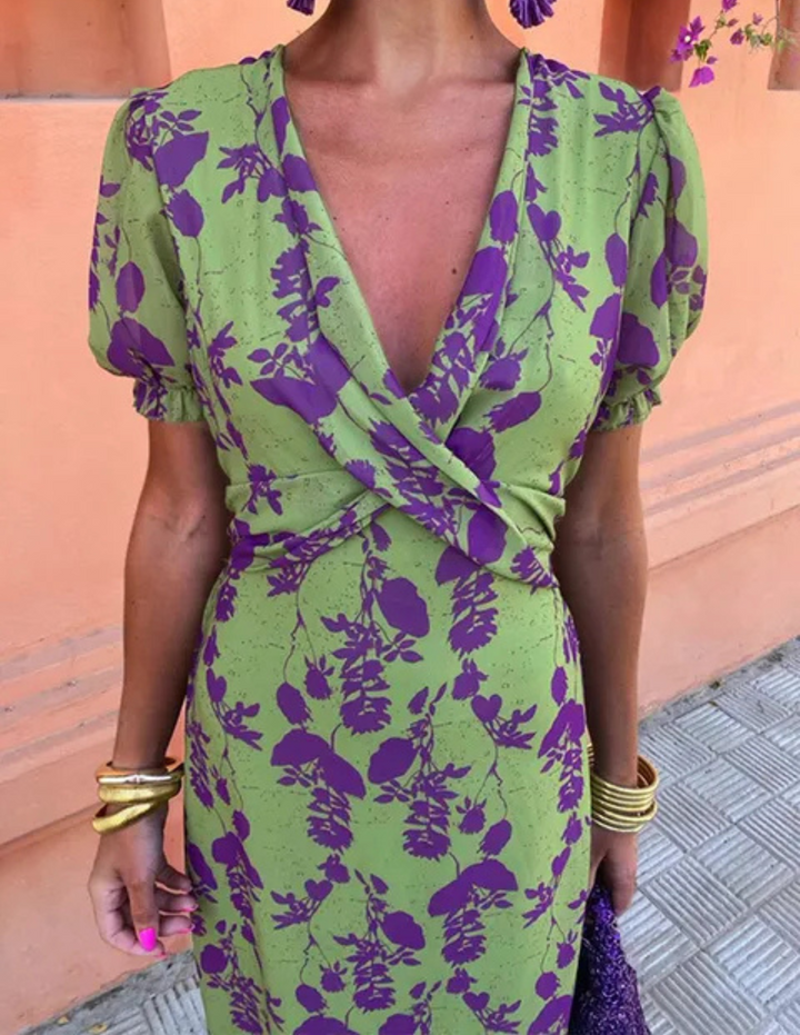 Madeleine | Robe midi florale en soie