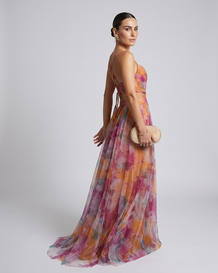 Giselle | Robe Longue Fleurie en Mousseline