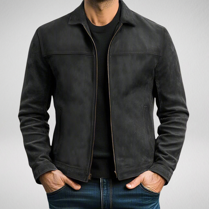 ANTOINE | Veste en cuir velours — col chemise