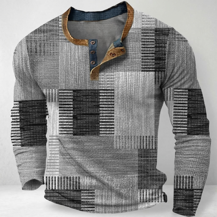 Laurent | Chemise Henley à Motif Patchwork