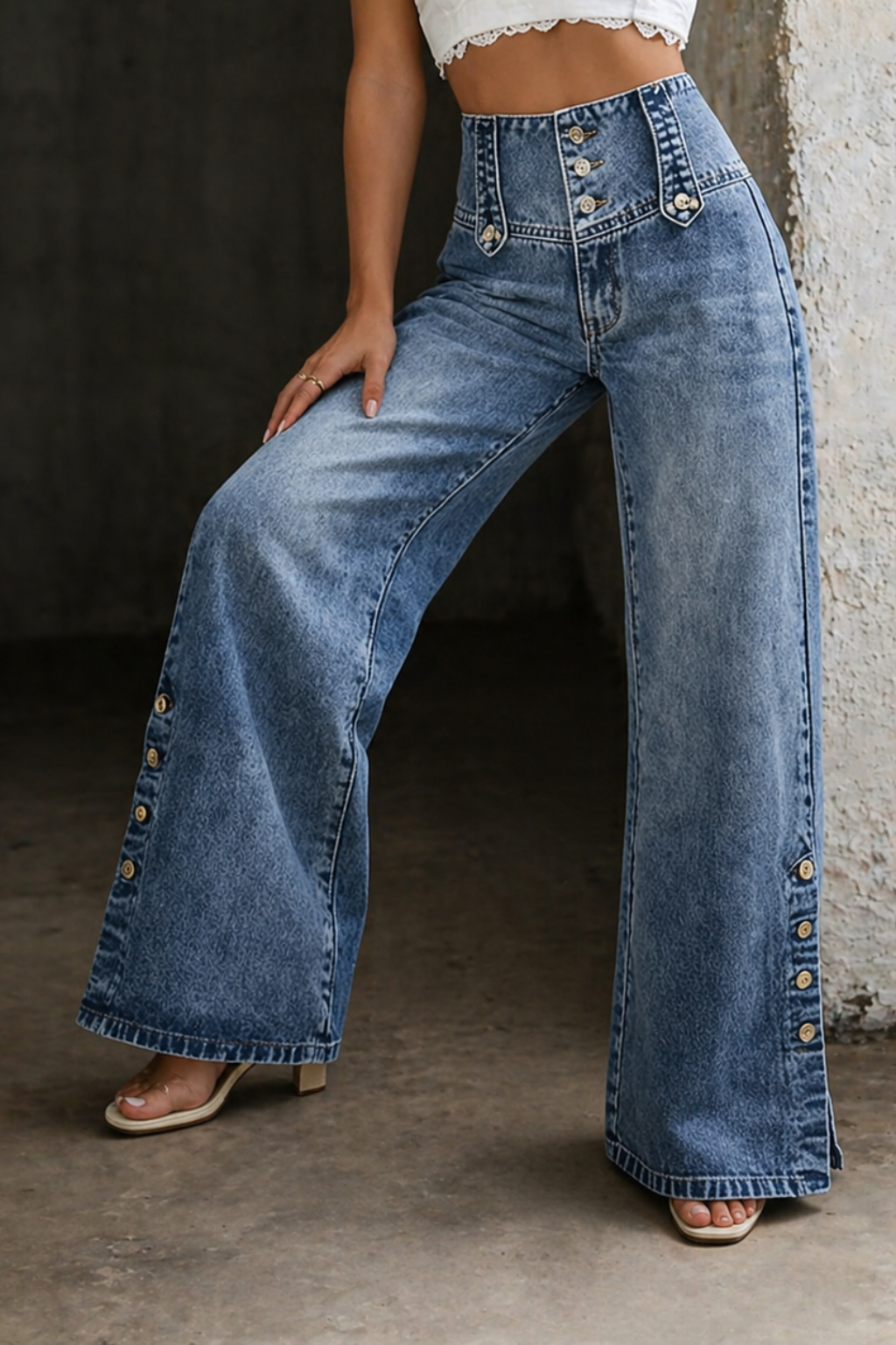LOUISE | Jean Taille Haute à Fentes Latérales