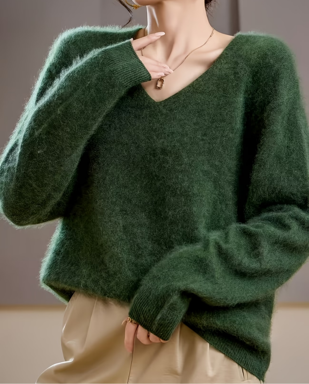 Claire | Pull cachemire brossé col V