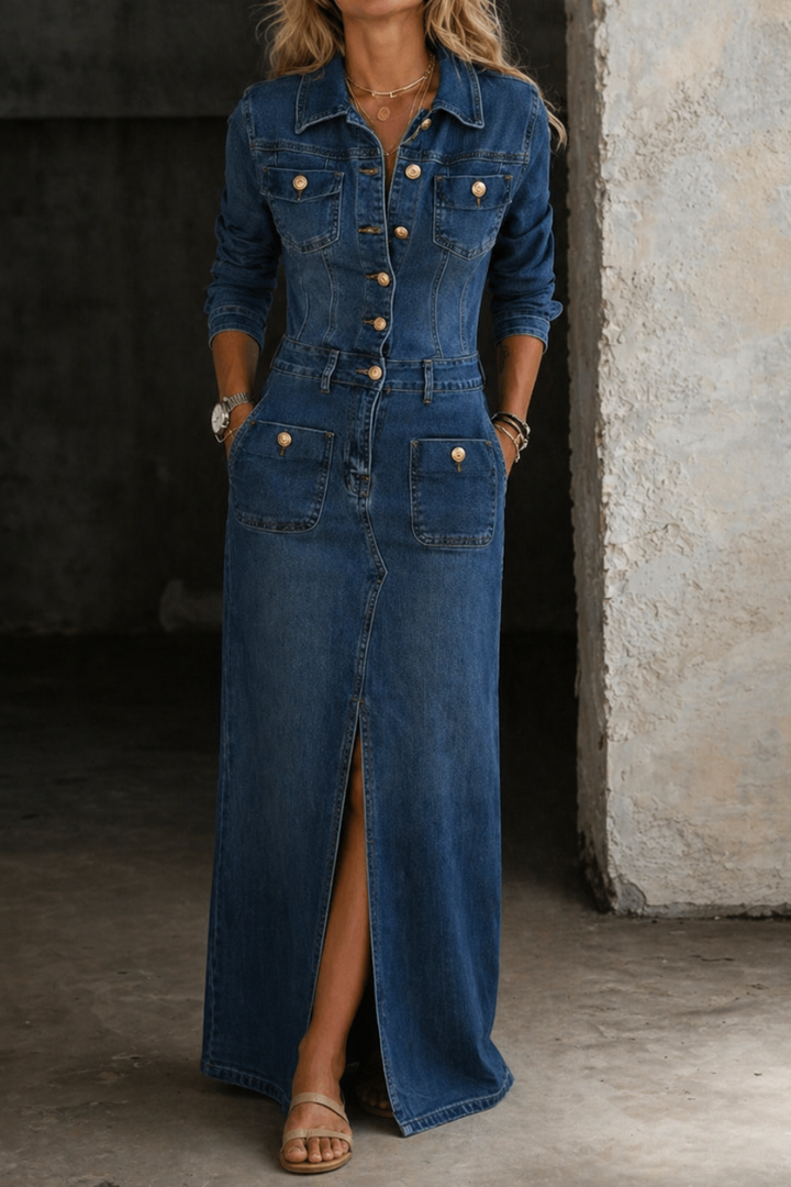 COSETTE | Robe-Chemise en Jean Mi-Longue