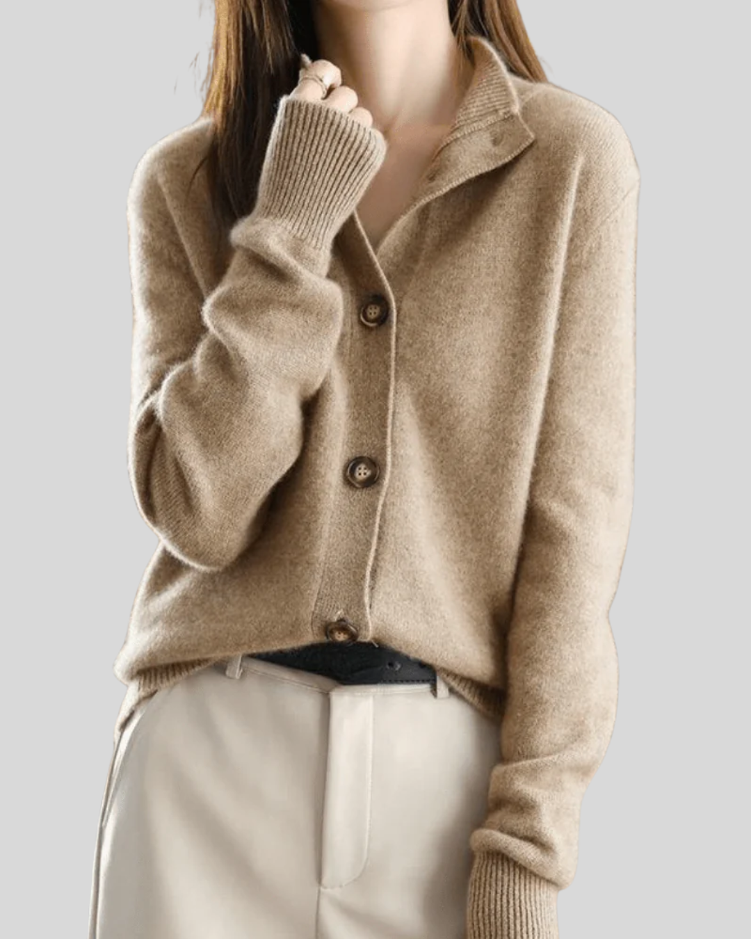 Camille | Cardigan en cachemire boutonné col rond