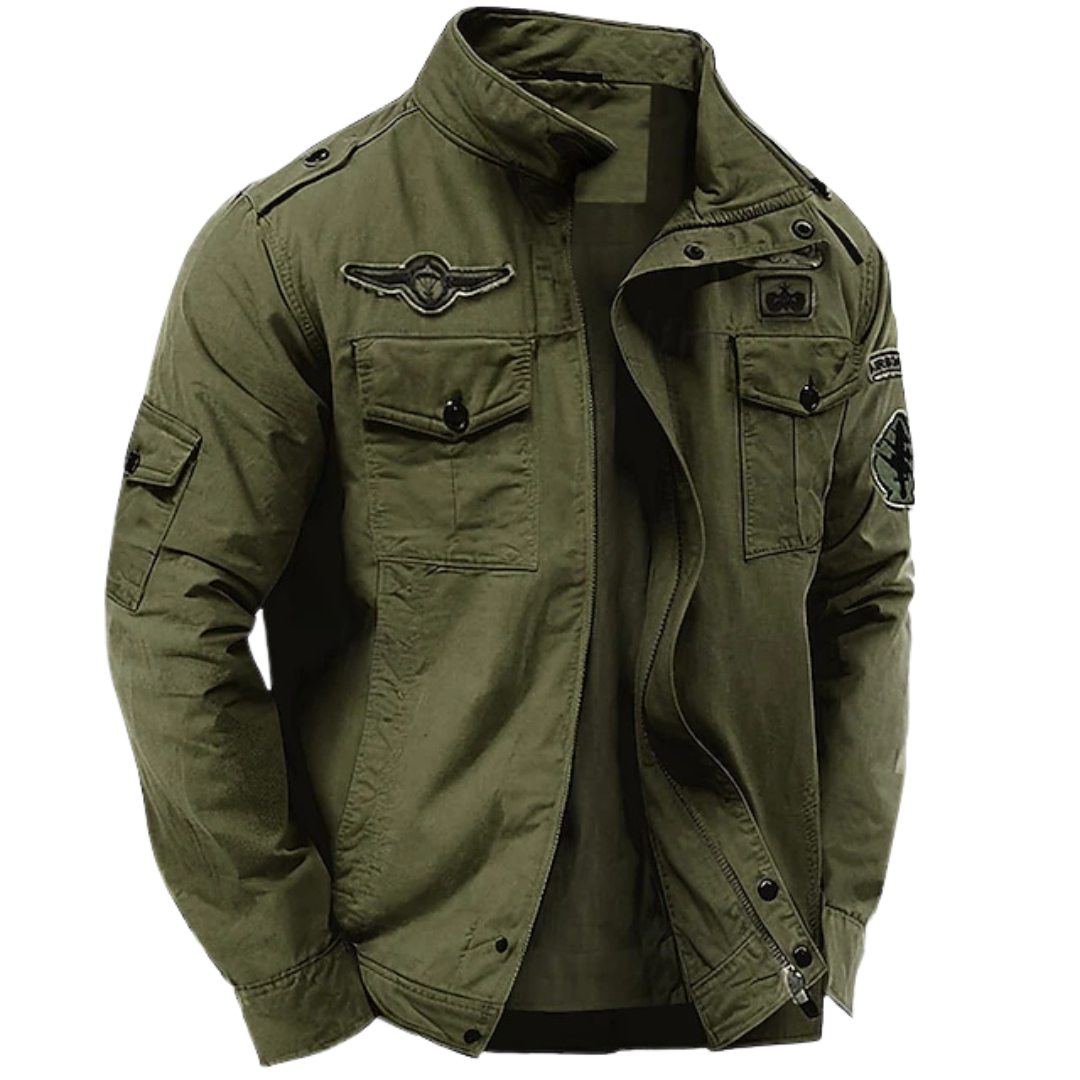 LAURENT | Veste field en toile de coton — col officier et quatre poches