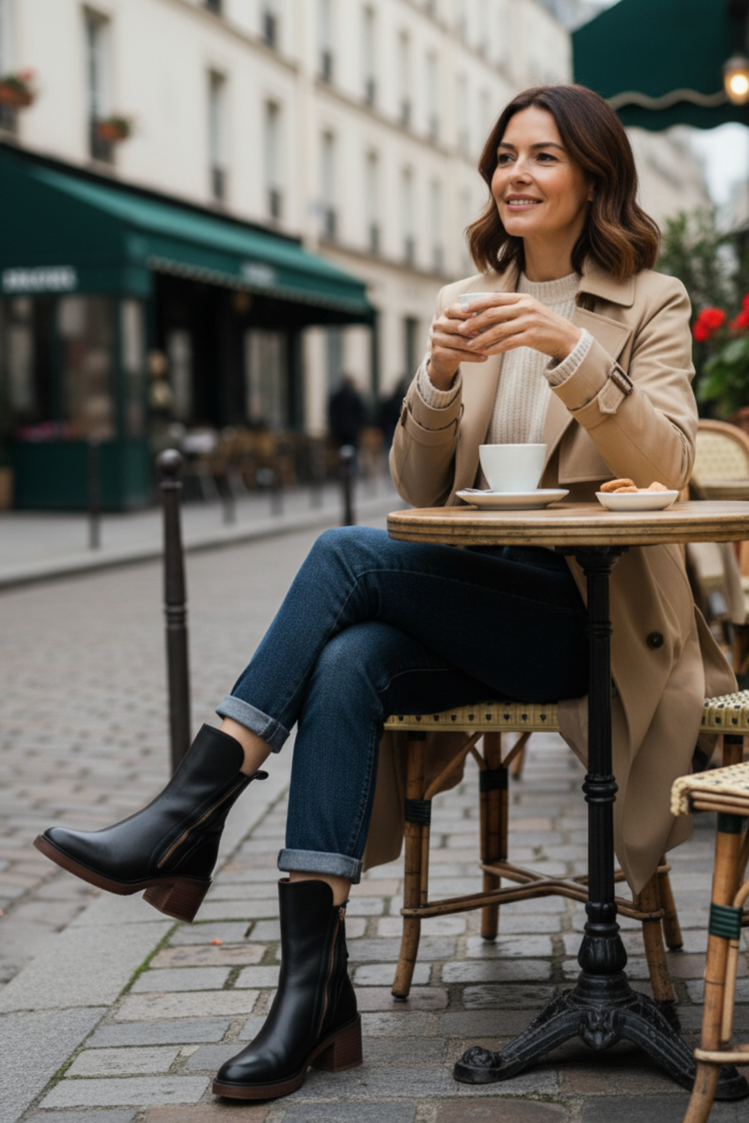 Valorine | Botte en cuir noire avec un talon confortable, élégante et intemporelle