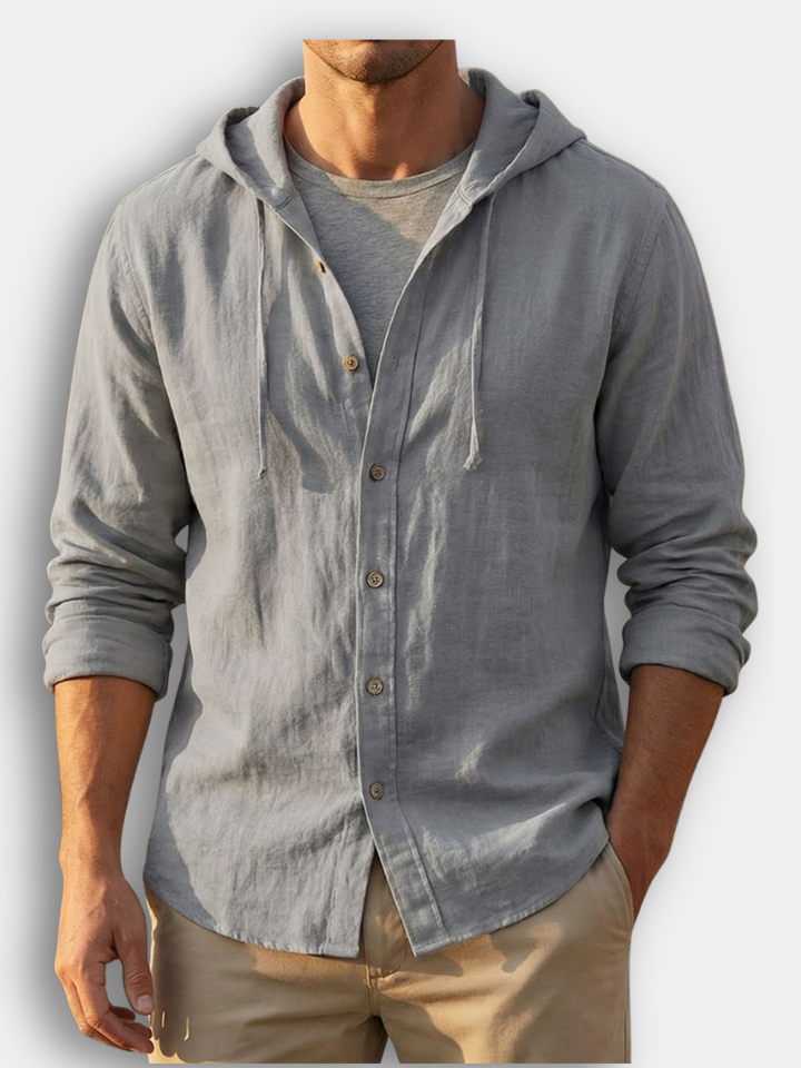 CHEMISE À CAPUCHE EN LIN POUR HOMME