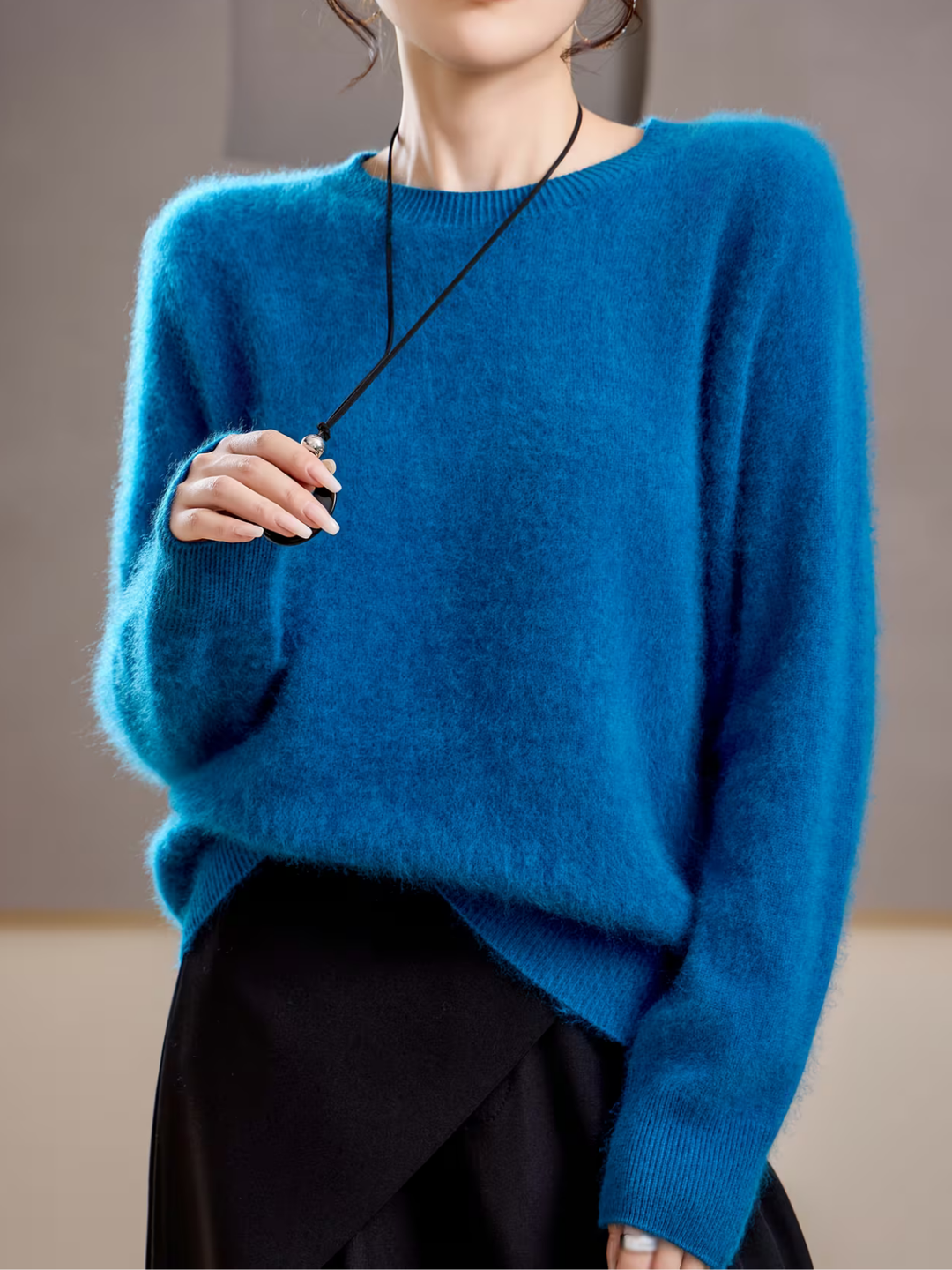 Hélène | Pull cachemire brossé col rond