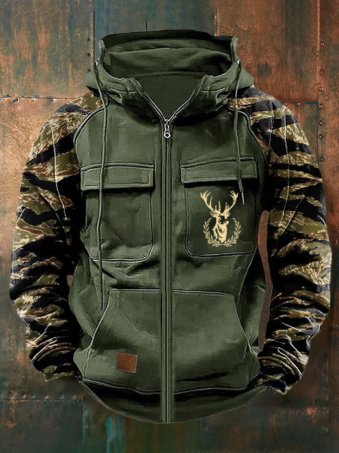 SWEAT À CAPUCHE ZIPPÉ MULTI-POCHES CLEAN POUR HOMME