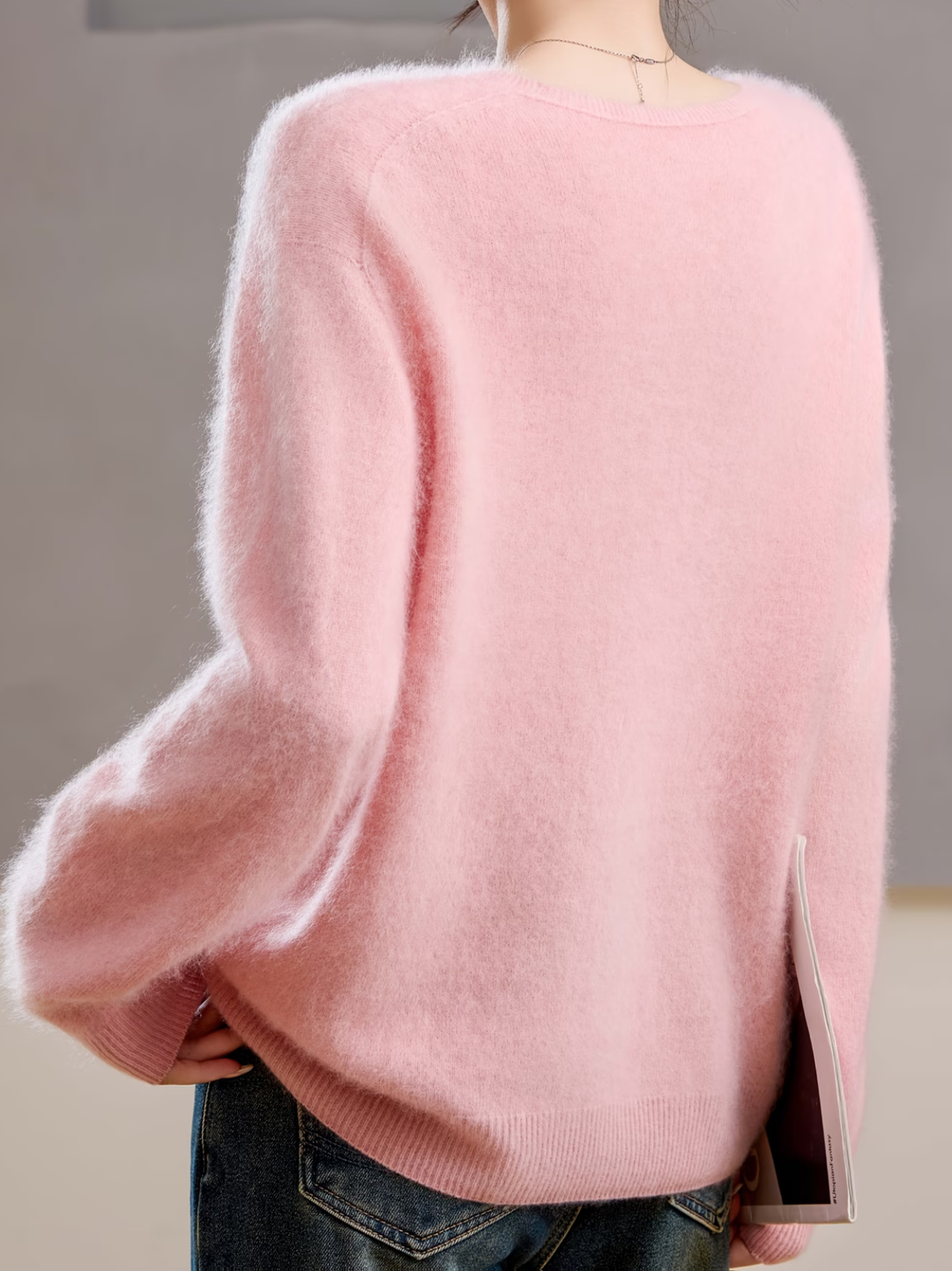 Élise | Pull cachemire brossé col V