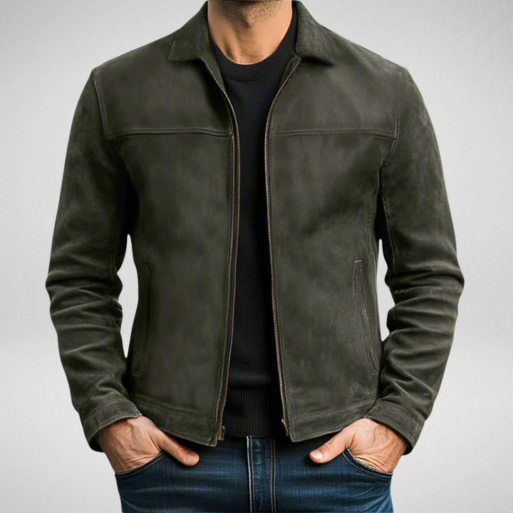ANTOINE | Veste en cuir velours — col chemise