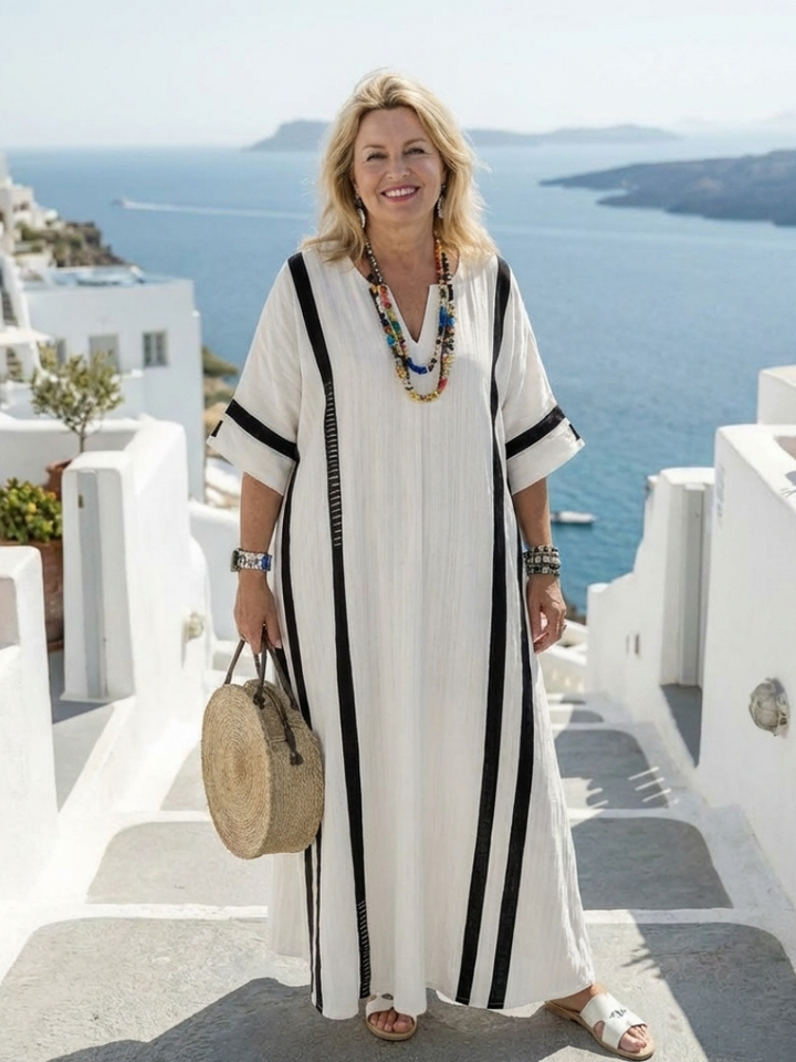 Elvienne | Robe maxi fluide à rayures colorées