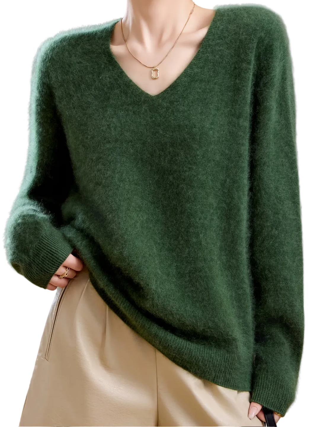 Claire | Pull cachemire brossé col V