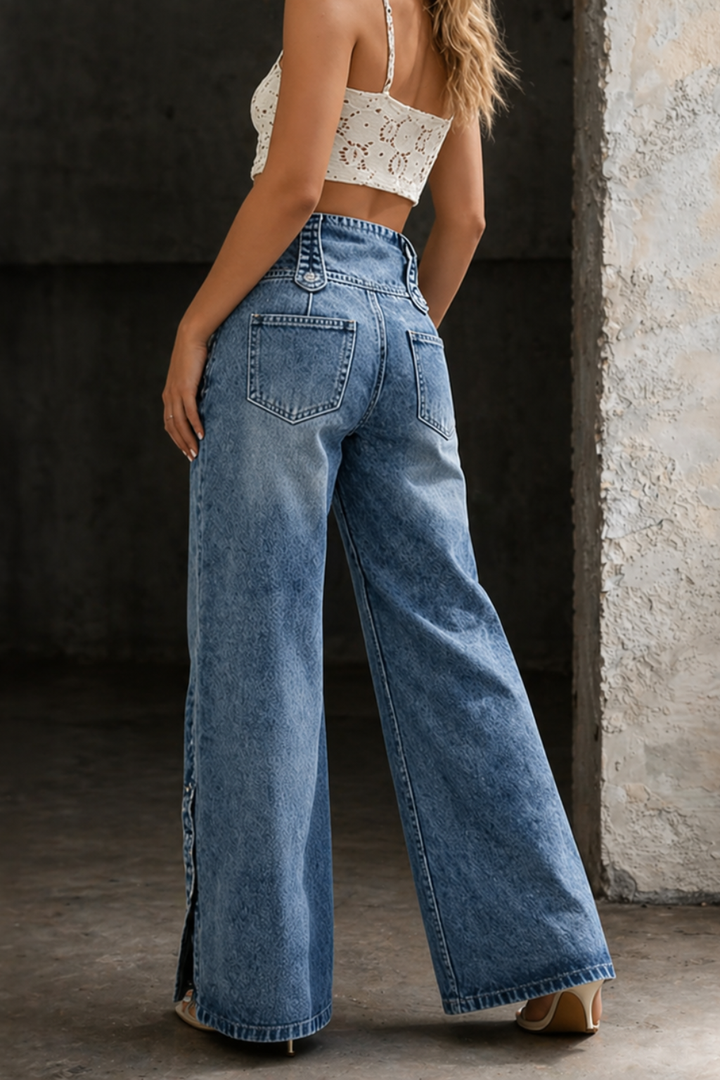 LOUISE | Jean Taille Haute à Fentes Latérales