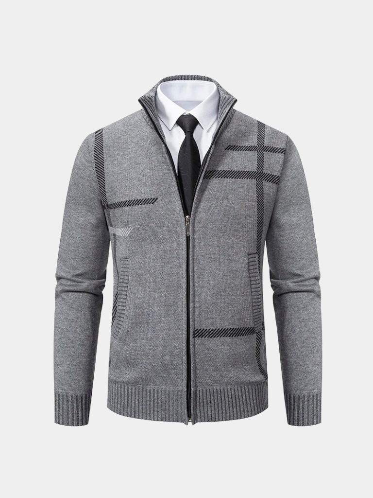 ISIDORE | Veste en maille à motif géométrique — coupe taillée