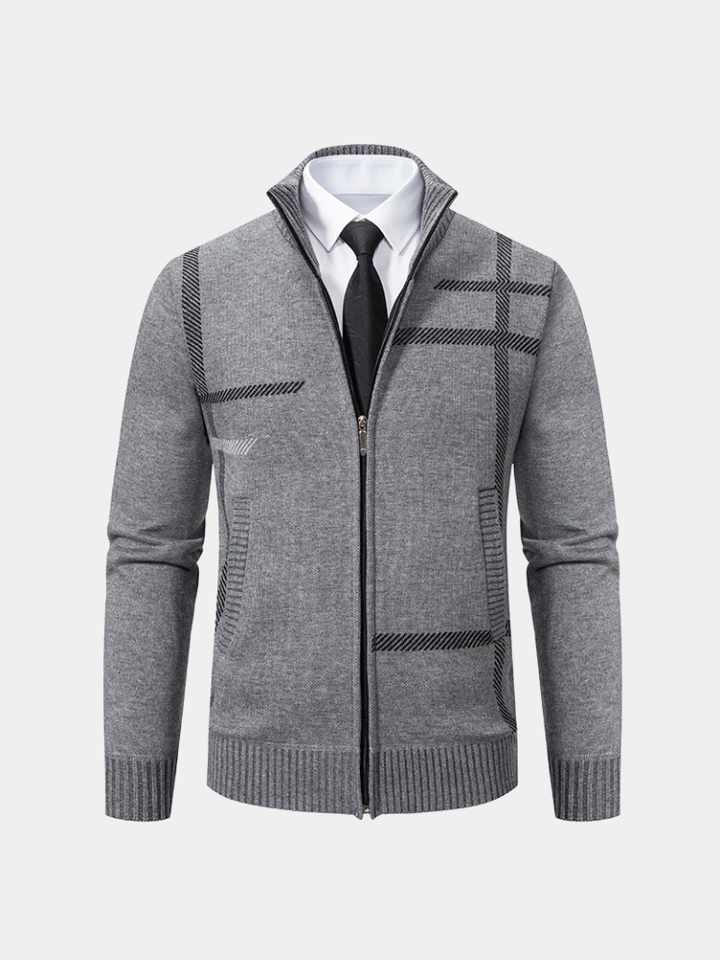ISIDORE | Veste en maille à motif géométrique — coupe taillée