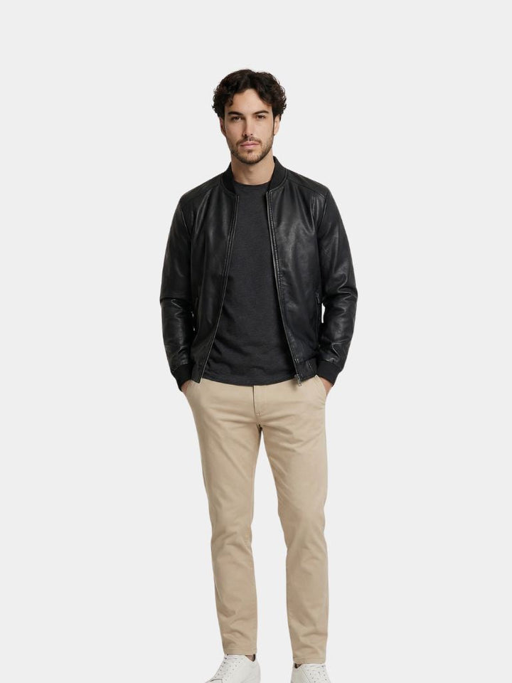 HECTOR | Blouson en cuir véritable — coupe ajustée et finition vieillie