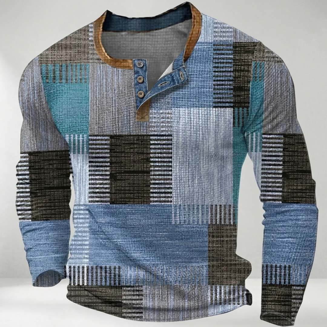 Laurent | Chemise Henley à Motif Patchwork