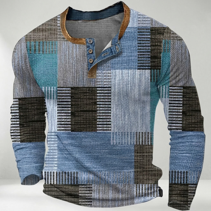 Laurent | Chemise Henley à Motif Patchwork