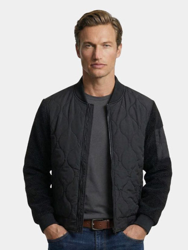 Padded bomber jacket with Sherpa sleeves