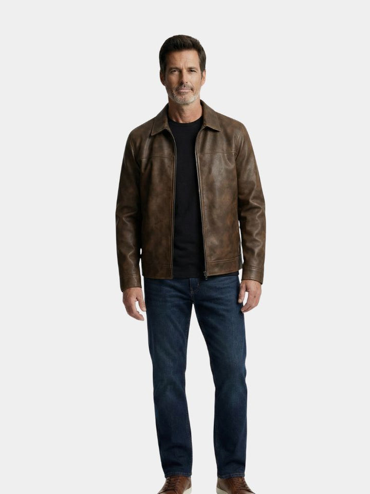 NOËL | Blouson en cuir véritable pleine fleur — coupe taillée premium
