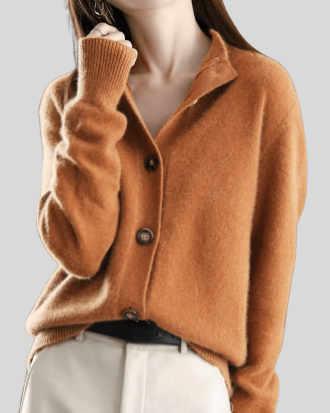 Camille | Cardigan en cachemire boutonné col rond
