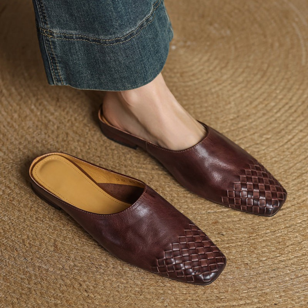 Camille | Mules en cuir tressé confort