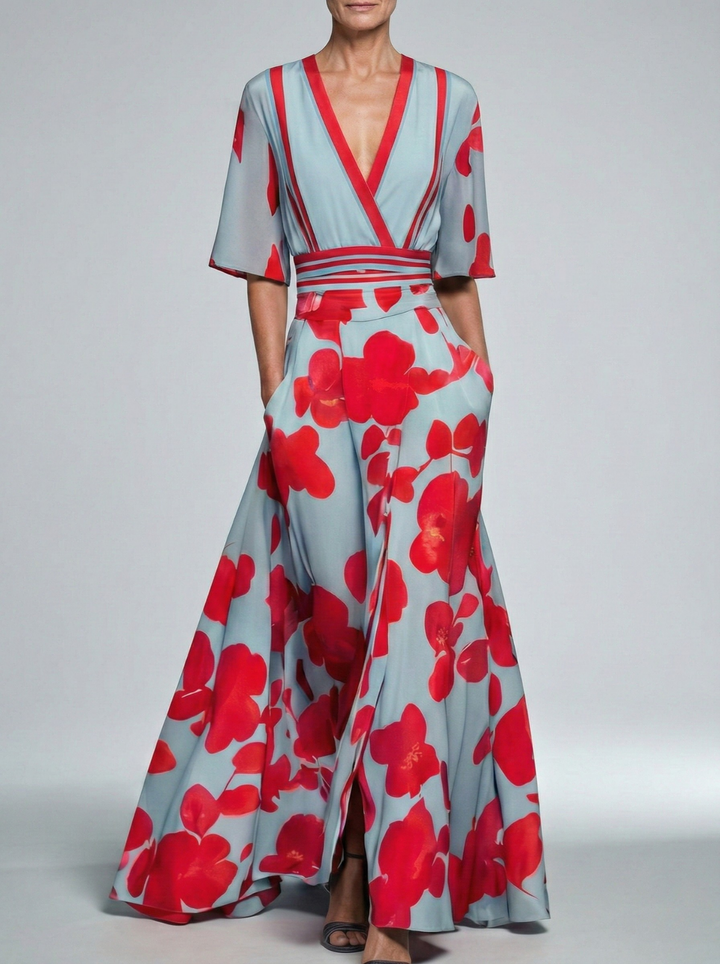 Isabelle | Robe longue élégante à imprimé floral
