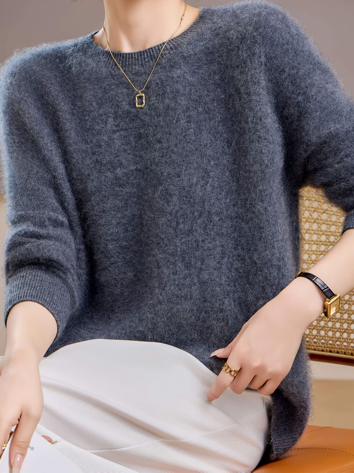 Hélène | Pull cachemire brossé col rond