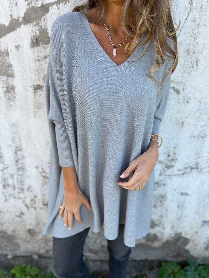 Nathalie | Pull poncho cachemire col V