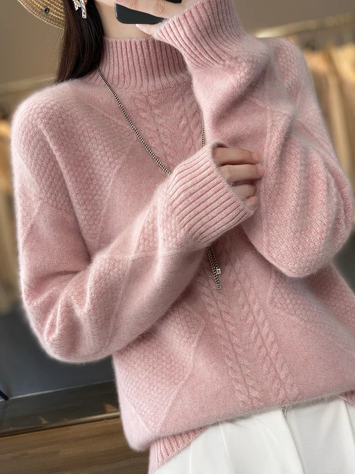 Estelle | Pull en cachemire col montant à torsades