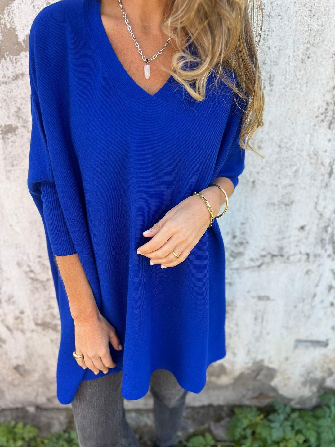 Nathalie | Pull poncho cachemire col V