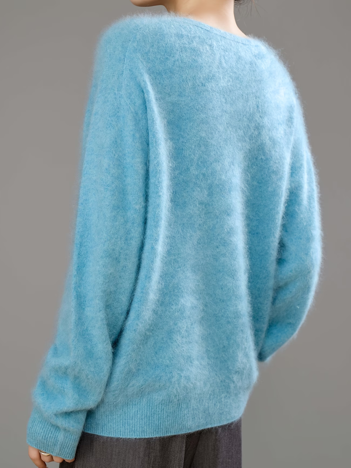 Élise | Pull cachemire brossé col V