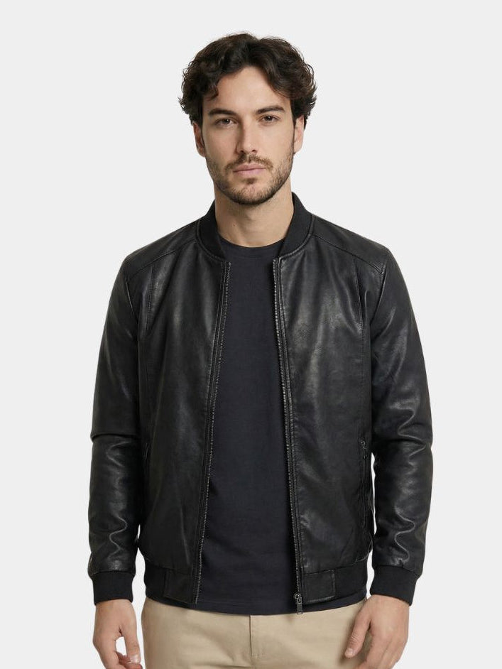 HECTOR | Blouson en cuir véritable — coupe ajustée et finition vieillie