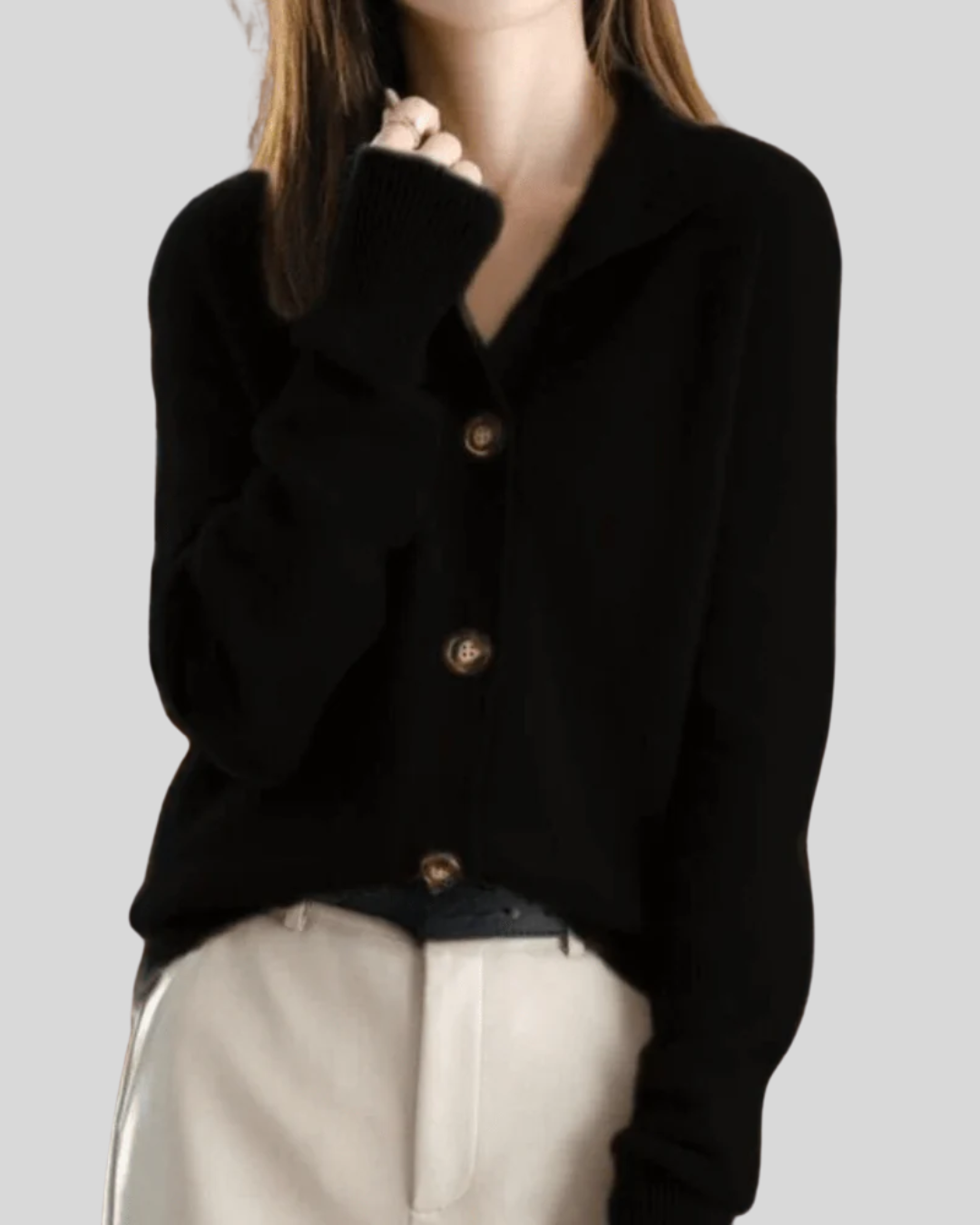 Camille | Cardigan en cachemire boutonné col rond
