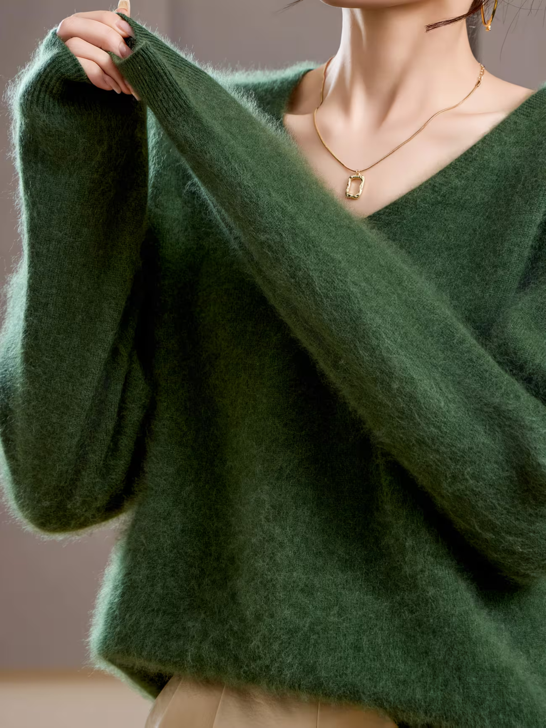 Claire | Pull cachemire brossé col V