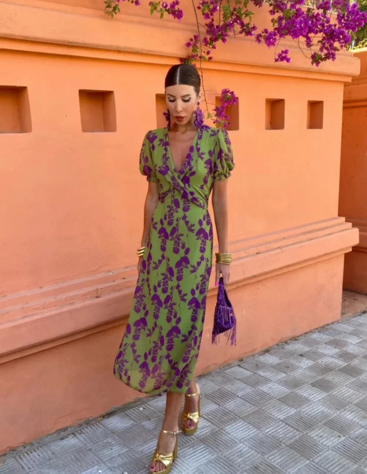 Madeleine | Robe midi florale en soie