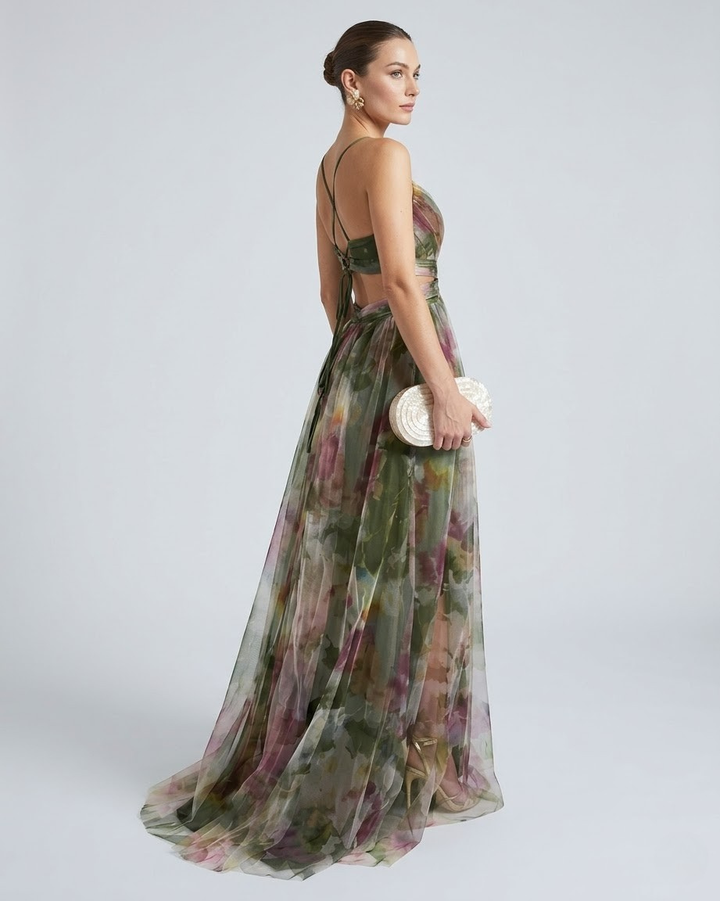 Giselle | Robe Longue Fleurie en Mousseline