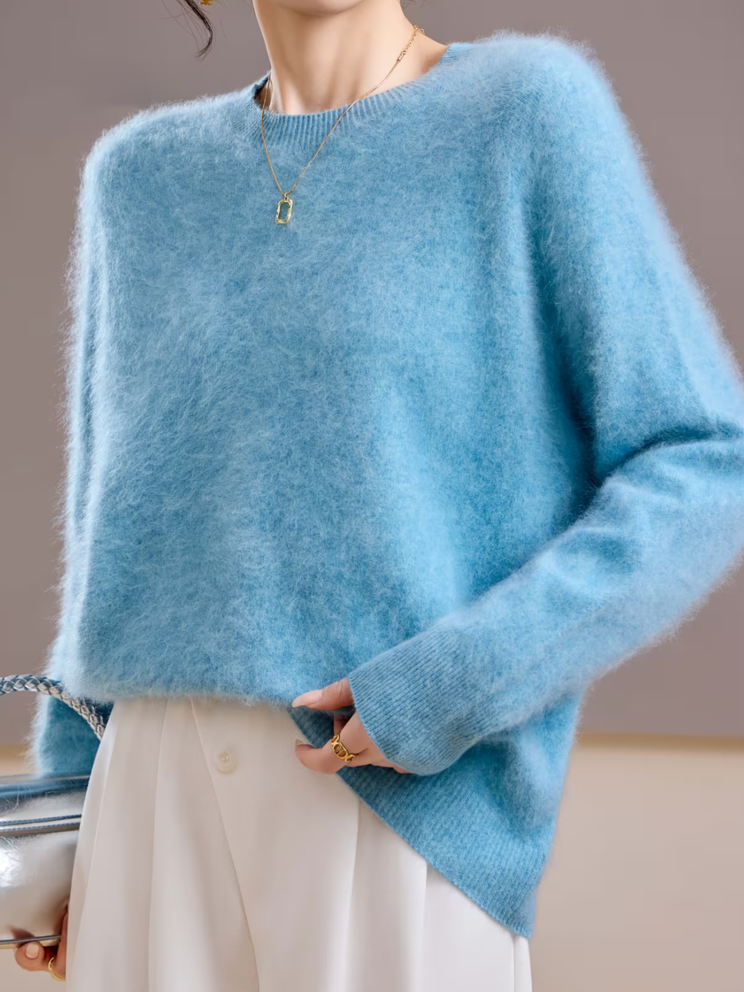 Hélène | Pull cachemire col rond pastel