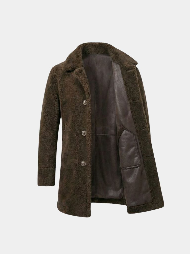 TIMOTHÉE | Manteau réversible cuir et mouton — col cranté et finition premium