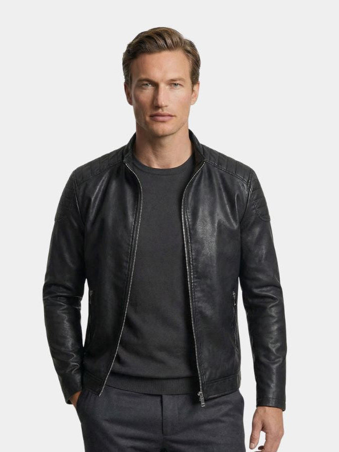 Crossed leather jacket