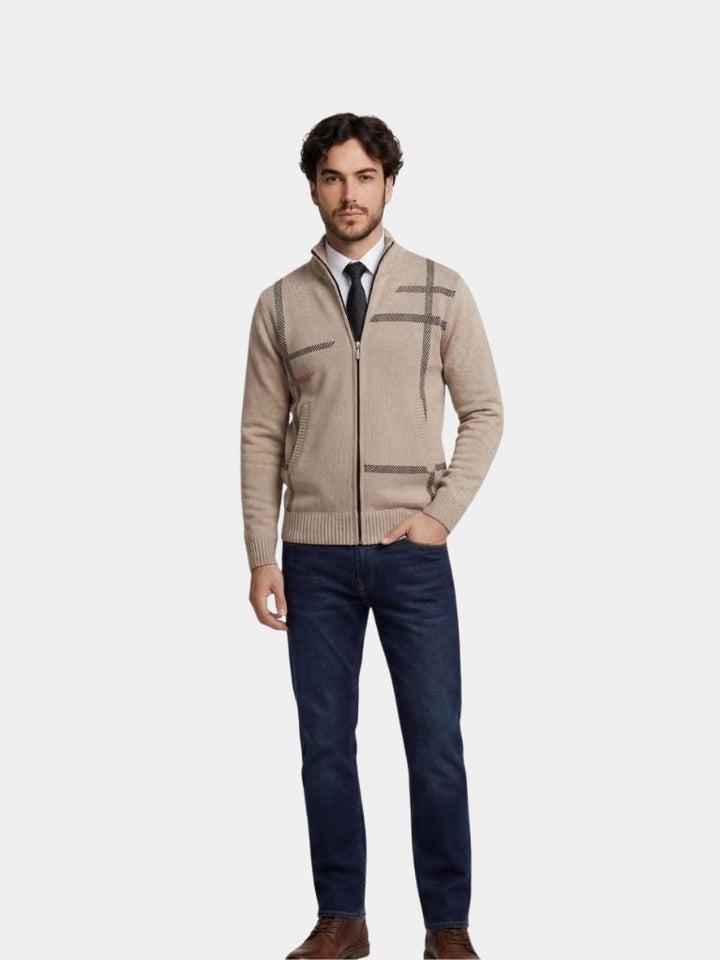 ISIDORE | Veste en maille à motif géométrique — coupe taillée