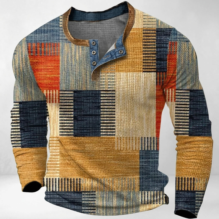 Laurent | Chemise Henley à Motif Patchwork